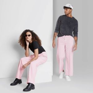 Pink Cotton Wide Leg Pants